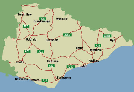 Map of East Sussex