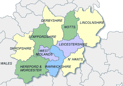 Map of the Midlands Area