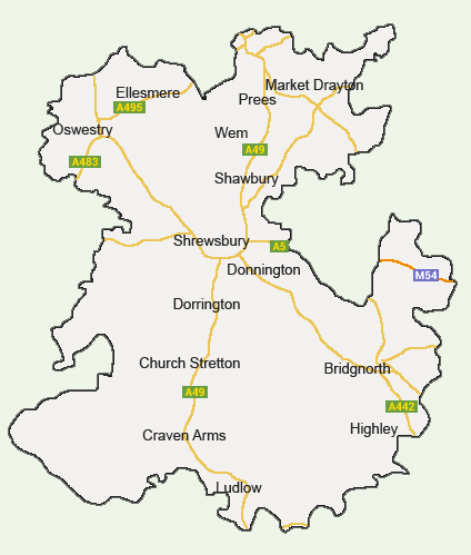 Map of Shropshire