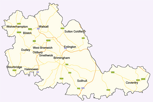 Map of West Midlands
