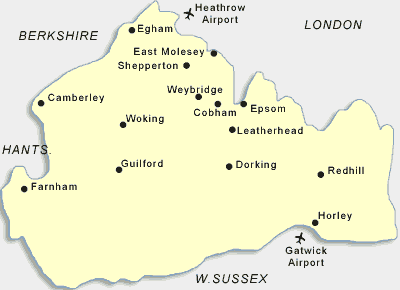 Map of Surrey